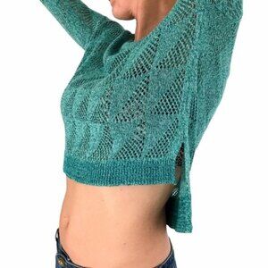 3 for $40! BDG Turquoise Sheer Hi Low Asymmetrical See-Through Knit Sweater